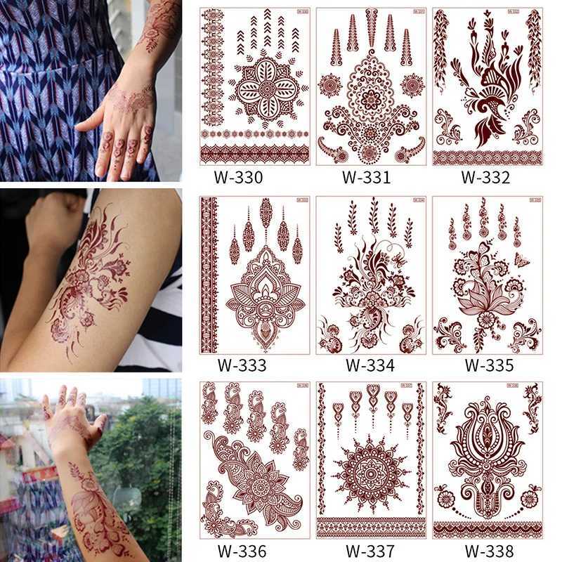 Tatuagem Transferência de tatuagem Rosa vermelha hena tatuagem Tattoo Tattoo adesivos Mulheres Arte do peito corporal Tattoo de flor de flores de flor da cintura adesivo Flash 240427