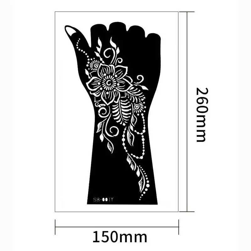 Transfer tatuaggi 2 pezzi manica a mano tatuaggio temporaneo stencil henny in pizzo mandala tatuaggio modello spray paint sheets flowers loto fiore tatuaggio sticker 240427