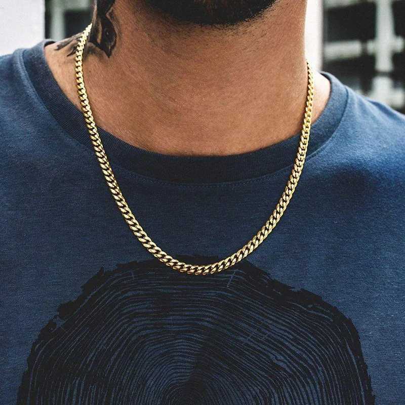 Strands Hip Hop Width 3/5/7/9mm Cuban Link Stainless Steel Chain Necklace for Men Basic Simple Rap Singer Necklace Fashion Jewelry 240424