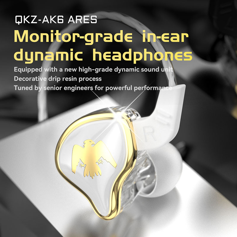 QKZ AK6 ARES HiFI Music in Ear House Anciling Sport Gaming słuchawki Dynamiczne słuchawki Odłączany kabel LYP142