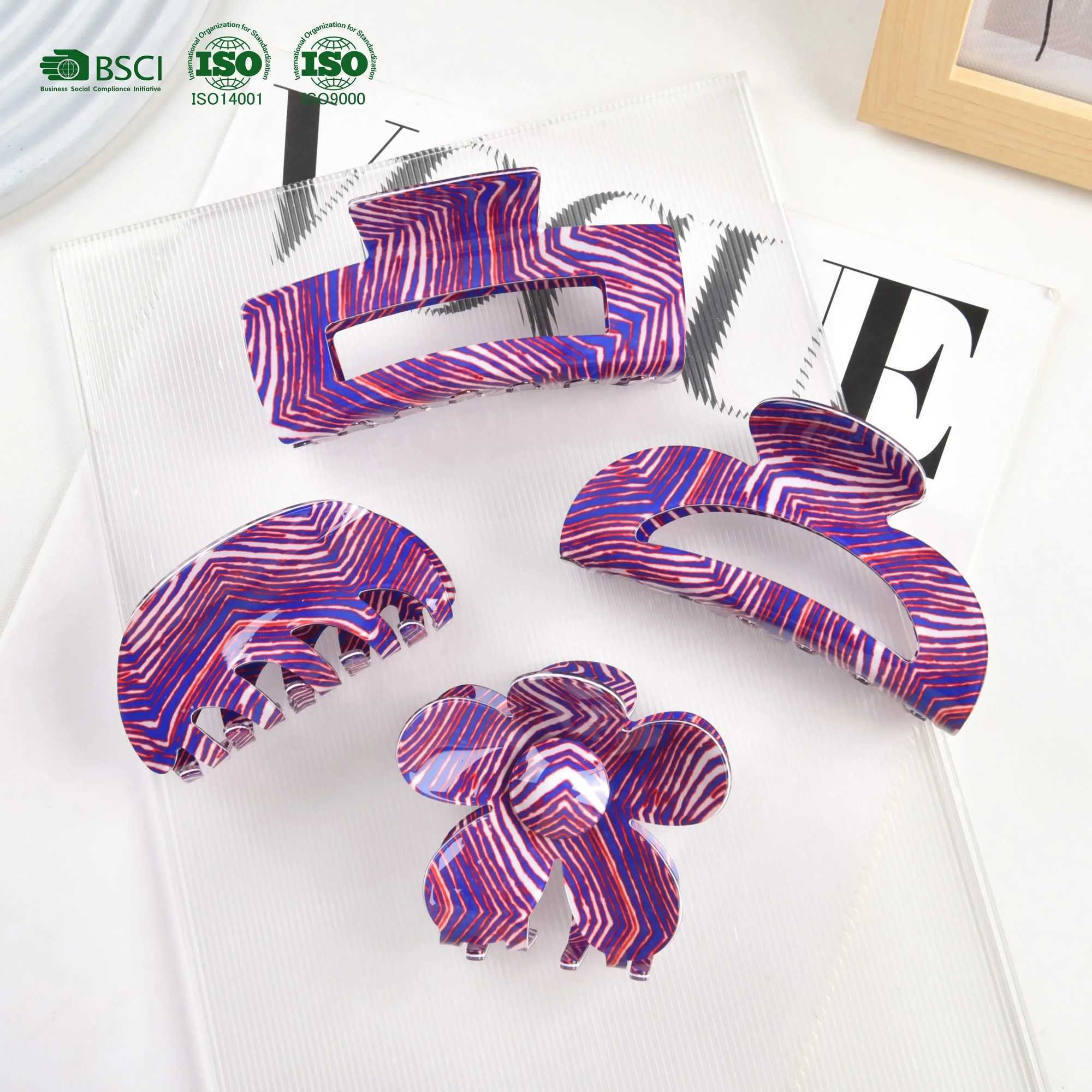 Clamps YHJ French Vintage Plaid Hair Claw Large Acrylic Claw Clips Purple Simple Clips Crab Hair Clip Hair Accessories for Women Girls Y240425