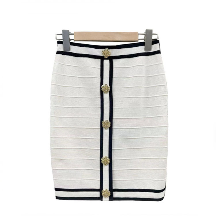 416 2024 Summer primaverile Due pezzi Set di Crew Neck Empire White Giallo Black Long Maniche Long Short Skirt DL