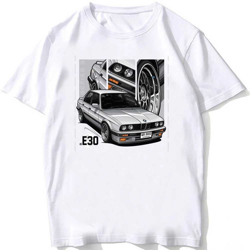 Erkek Tişörtler Retro Almanya Eudm-E34 M5 Tshirts Yaz Harajuku Erkekler Kısa Slve Eski E30 M3 Klasik Araba T-Shirt Boy Casual Üstleri Beyaz TS T240425