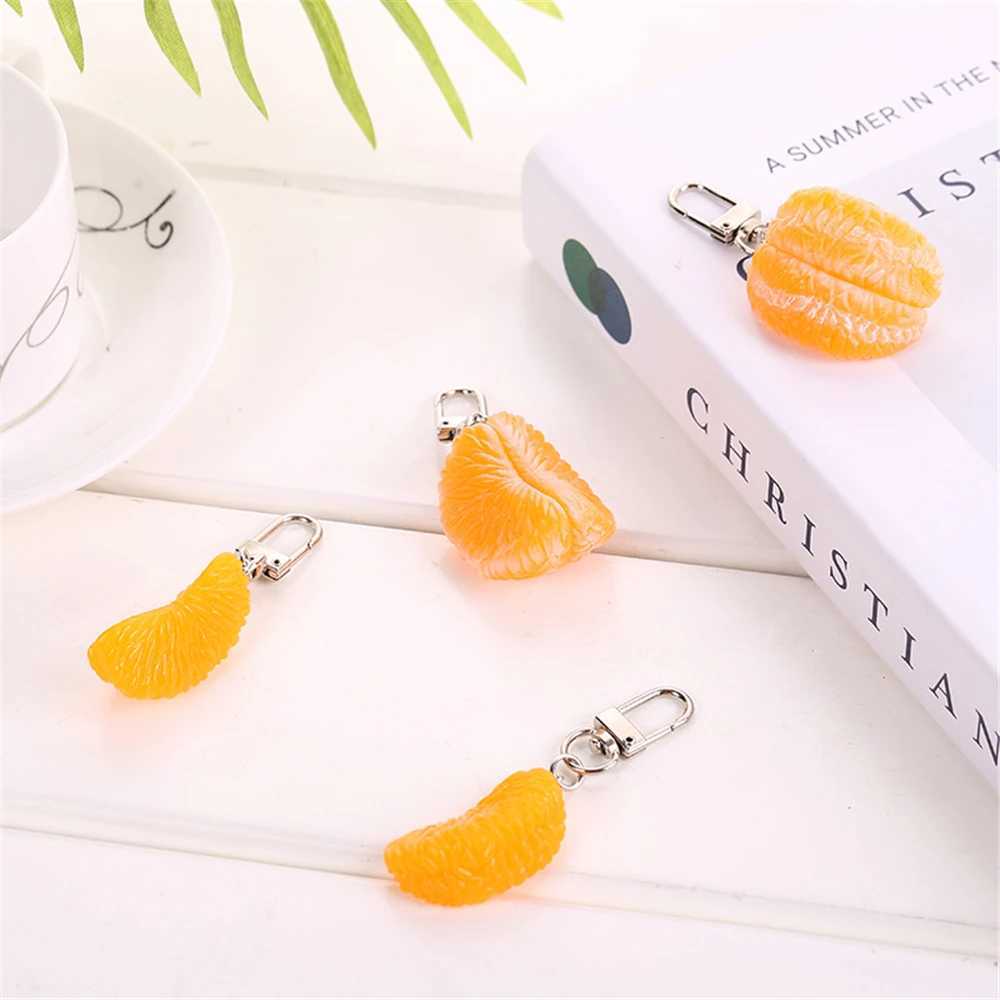 Kelechains Lonyards mignons orange Keychain Fruit Food Pendants Pendants Sac Car Cleche Chaire Clé pour femmes Cortes de clés de bricolage