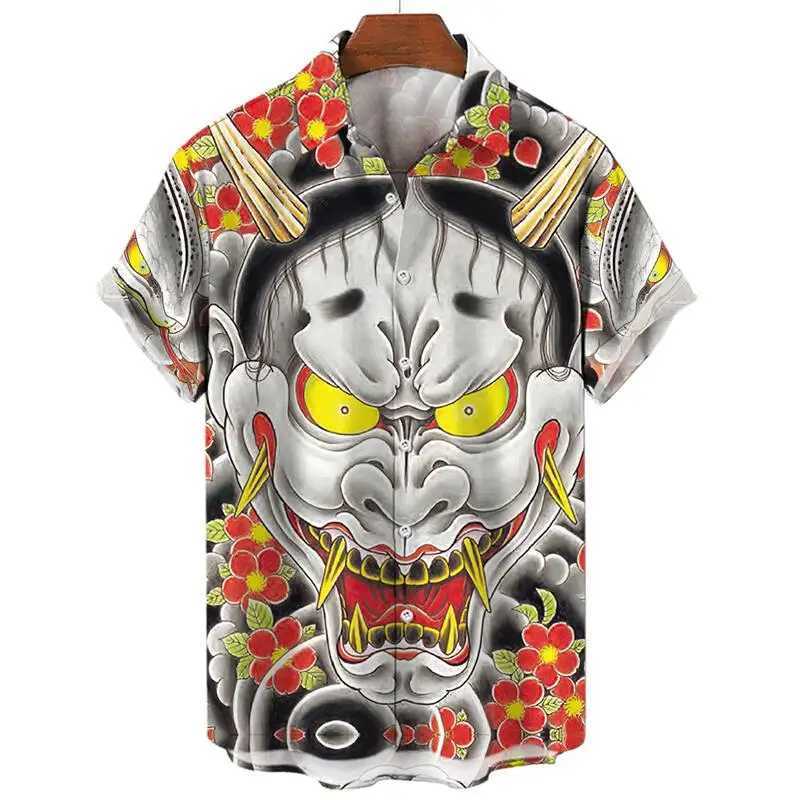 Camisas casuais masculinas tendências da moda Harajuku Casual Manga curta Casual Social Vintage Hawaiian Shirt Dragon Gifts Holiday Beach Y2K Cartoon Roupas 240424