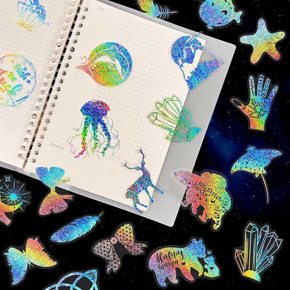Transfert de tatouage mignon dessin animé anime laser holographic autocollants esthétique papillon décaloux album ordinateur portable