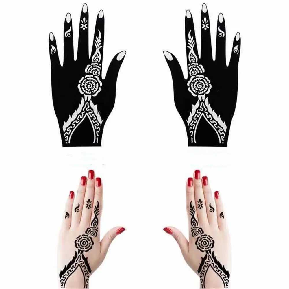 Tatueringsöverföring målning ansiktsfärger ihålig ritning india henna kit tillfällig dekal tatuering stencils kroppskonst mall 240426