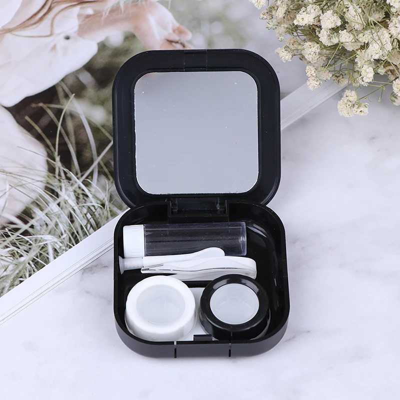 Contactez les accessoires de contacts portables Boîte de la boîte de lune Espace étoile noir avec miroir Contact Lens Case pour femmes Kit Holder Eyewear Accessaires D240426