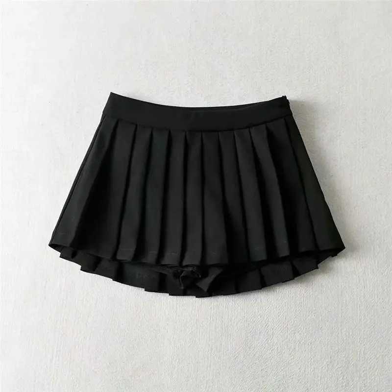 Skirts DPTOWN Summer Sexy Mini Skirts with Short Womens High Waist Skirts Vintage Pleated Skirt Korean Tennis Skirts White Black Y240420