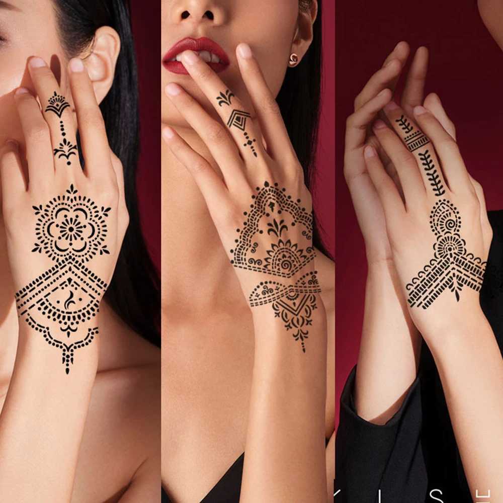 Tattoo overdracht tattoo stencil tijdelijke tatoeages diy handarm body art verf sticker tattoo sjabloon Indian Henna bruiloft schilderkit gereedschap 240427 240427