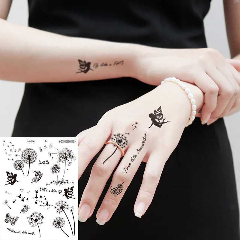 Transfert de tatouage 6/Black Flower Tattoo Autocollants imperméables Tatouages ​​temporaires Tatouages ​​Femmes Faux Tatoo Art du corps