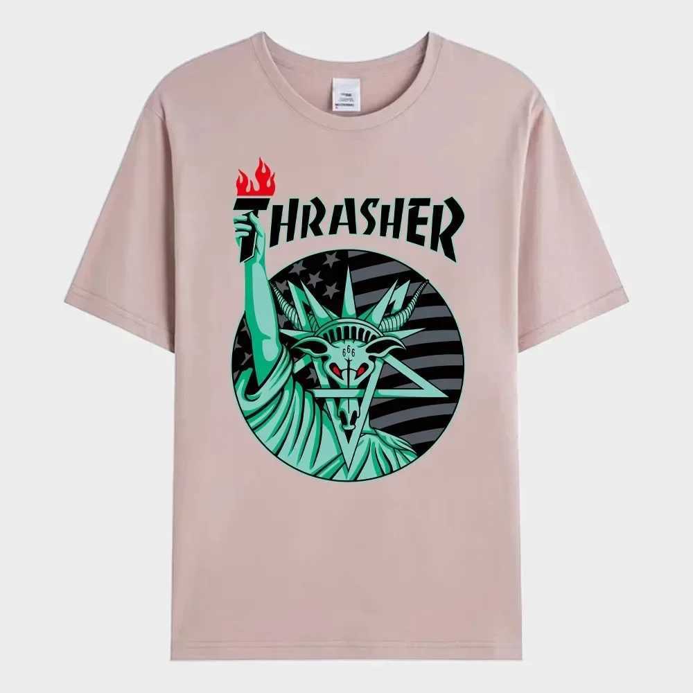 T-shirts masculins Statue de la liberté T-shirt imprimé T-shirt Mens décontracté Slet Hip Hop Streetwear surdimension