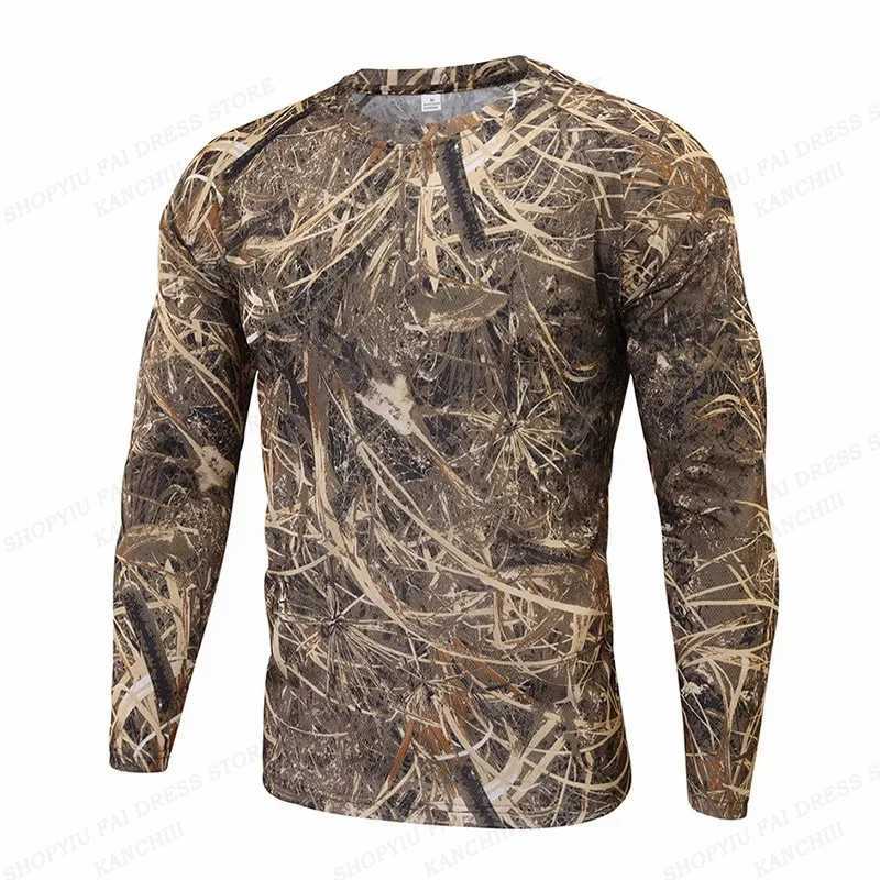 Tactical T-shirts Long sleeved camouflage T-shirt mens fashion T-shirt military T-shirt mens clothing camouflage top outdoor Camisetas mens 240426