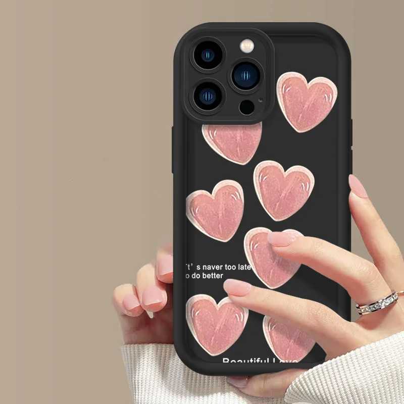 Cas de téléphones portables Love Silicone Liquid Phone Case adapté à l'iPhone 15 14 13 12 11 Pro Max XR XS 6 6S 7 8 Plus couverture de pare-chocs en silicone J240426