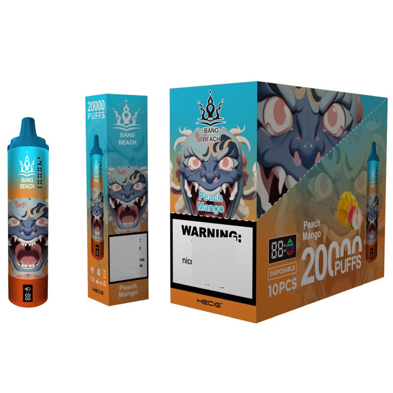 Fabrik Großhandel Bang Beach 20000 Puffs E Zigarete Maschenspulen Display Bildschirm Vape Batterie Batterie Puff Stift Puffs Randm Tornado 15000