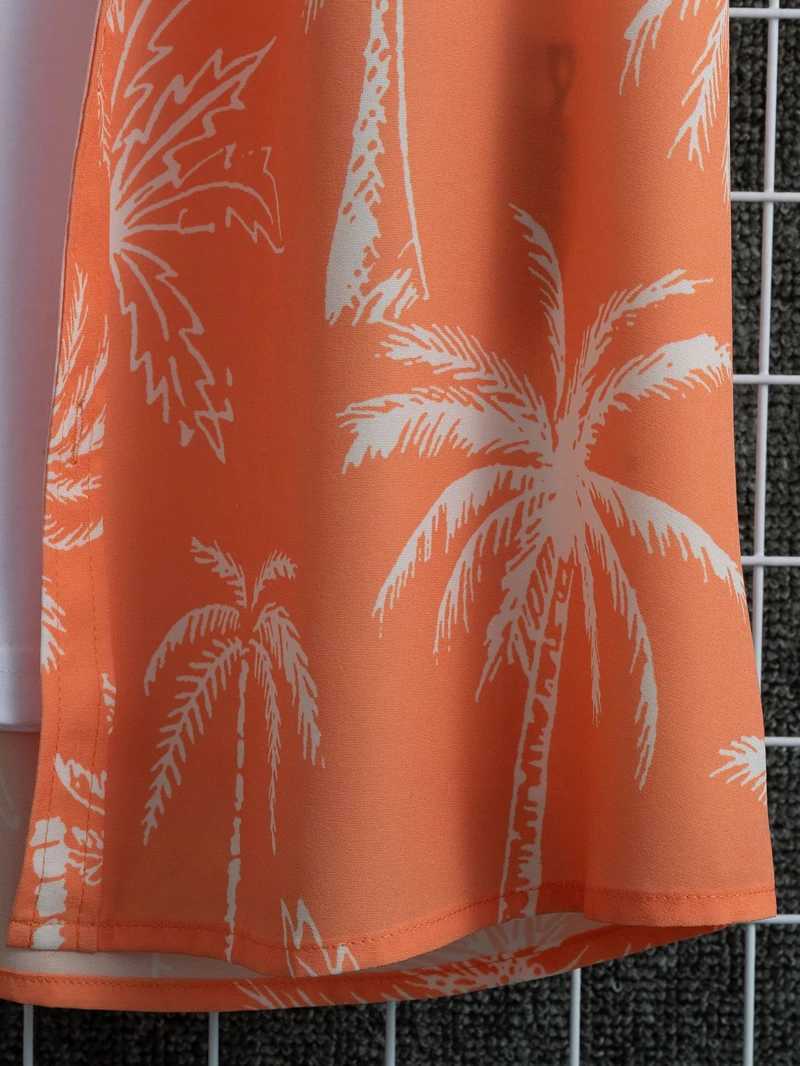 Men's Casual Shirts Pink Coconut Tree Print Mens Hawaiian Shirt Short Sleeve Quick Dry Tropical Aloha Shirt Casual Party Vacation Beach Wear Shirt 240424
