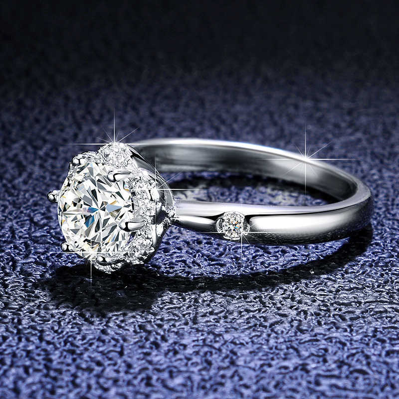 Anello moissanite d-color womens simulazione anello s925 anello sterling sier classico sei artigli 1 anello nuziale