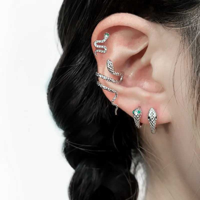 Charme Vintage enveloppe de serpent oreille à oreille goujons boucles d'oreille pour femmes hommes accessoires gothiques clip sur les boucles d'oreilles
