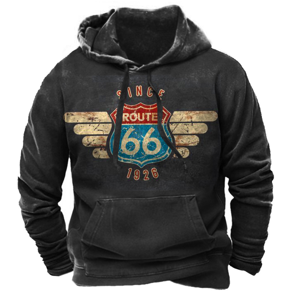 Vintage tröja 3d tryck hoodies lösa modemän hoodie semester hoodie länge ärm män kläder