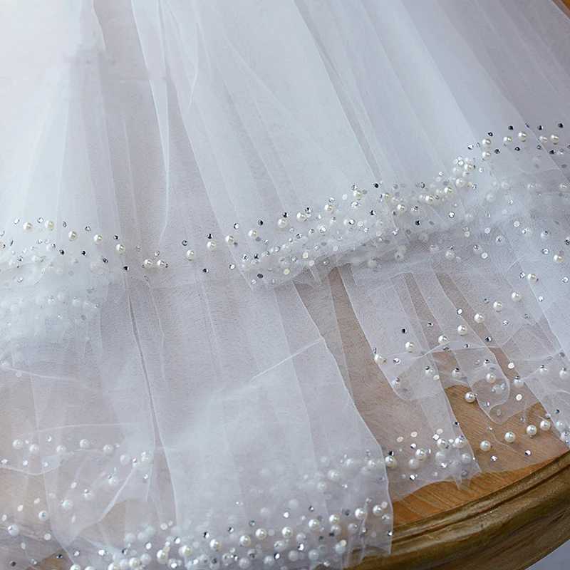 Wedding Hair Jewelry 2T Pearls Wedding Veil Short Beaded Edge Bridal Veils Two Layer Bride Veils Wholesale Price