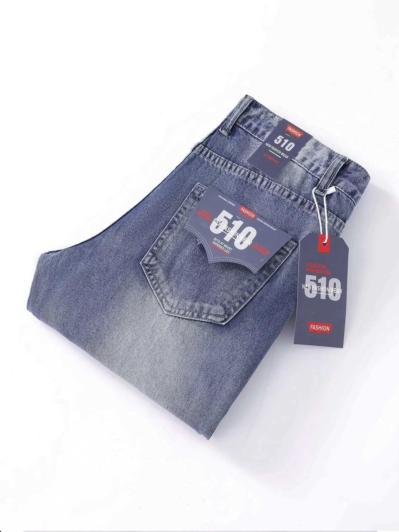 Heren jeans heren recht stretch gratis katoen casual mode denim broek gescheurd en gebleekte jeansl2404