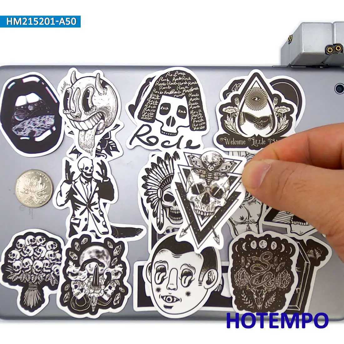 Tattoo -overdracht Gothic Totem Witch Girls Skull Death Demon Telefoon Laptop Cars Stickers voor bagage gitaarfiets skateboard motorfietssticker 240426
