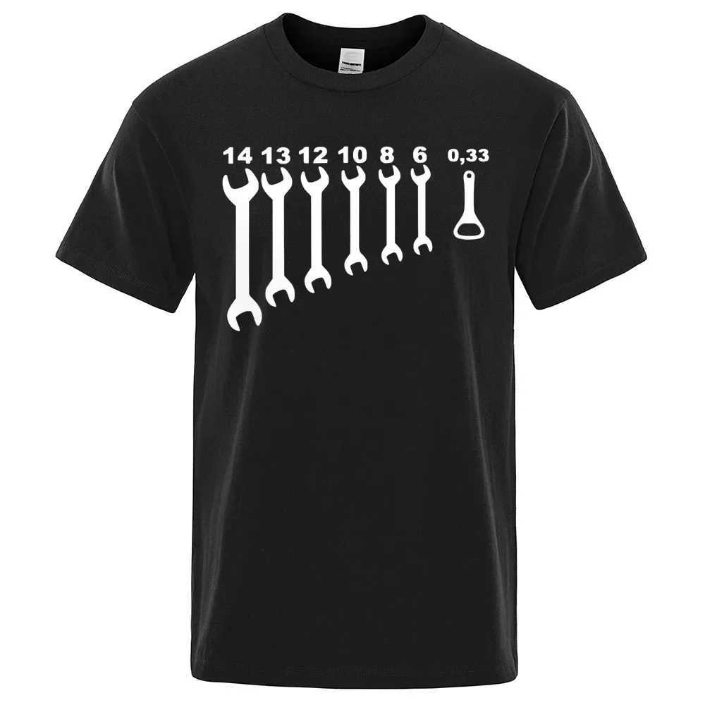 T-shirts masculins 2024 T-shirt pour hommes d'été Vintage Vis ouvre-en-diron mécanicien T-shirt imprimé Streetwear Coton Tee-Shirt surdimensionné des vêtements pour hommes J240426