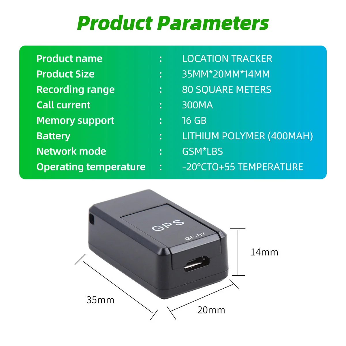 Trackers Fonken Mini GPS Tracker Position Locator Recording Antilost Device Support Remote Operation Mobiltelefon GPRS Voice Recording