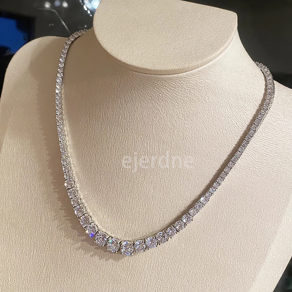 Collana da tennis moissanite donne 3-5 mm Gradiente Diamond Collane 925 Silvering Neck Chain Gifts Lady