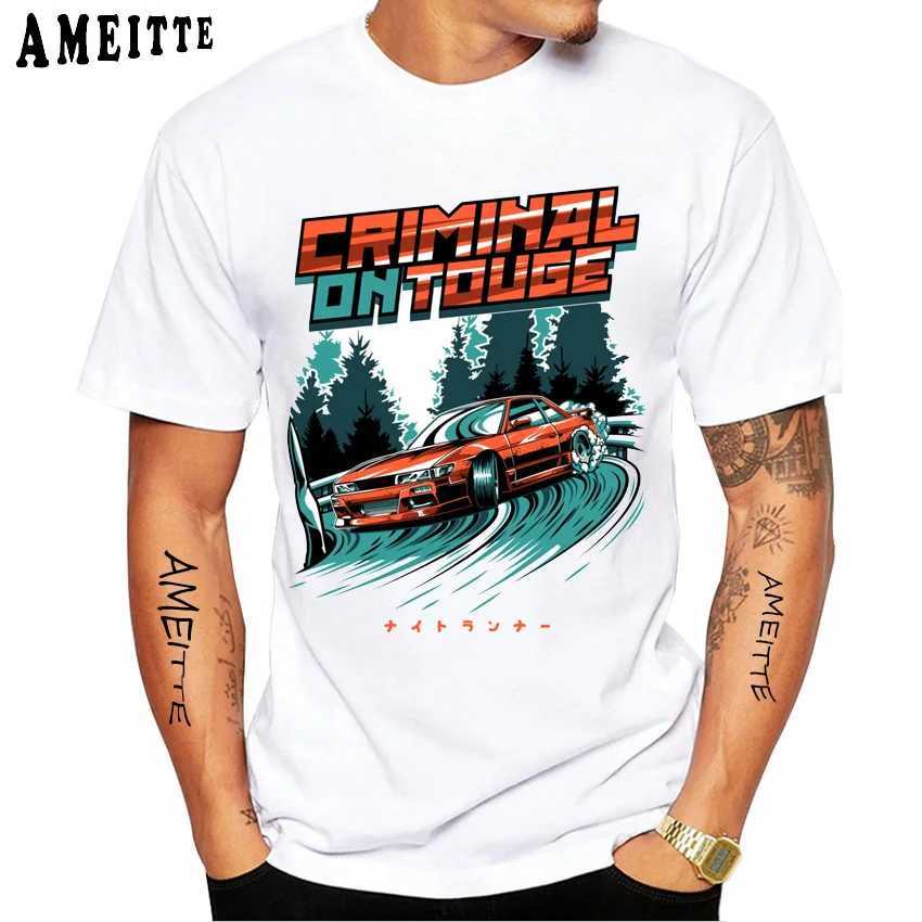 Camisetas masculinas Novos homens de verão SLVE SLVE JDM Modificação de carro Enginr Anime Classic T-shirt Harajuku White Casual Boy Ts Man Tops