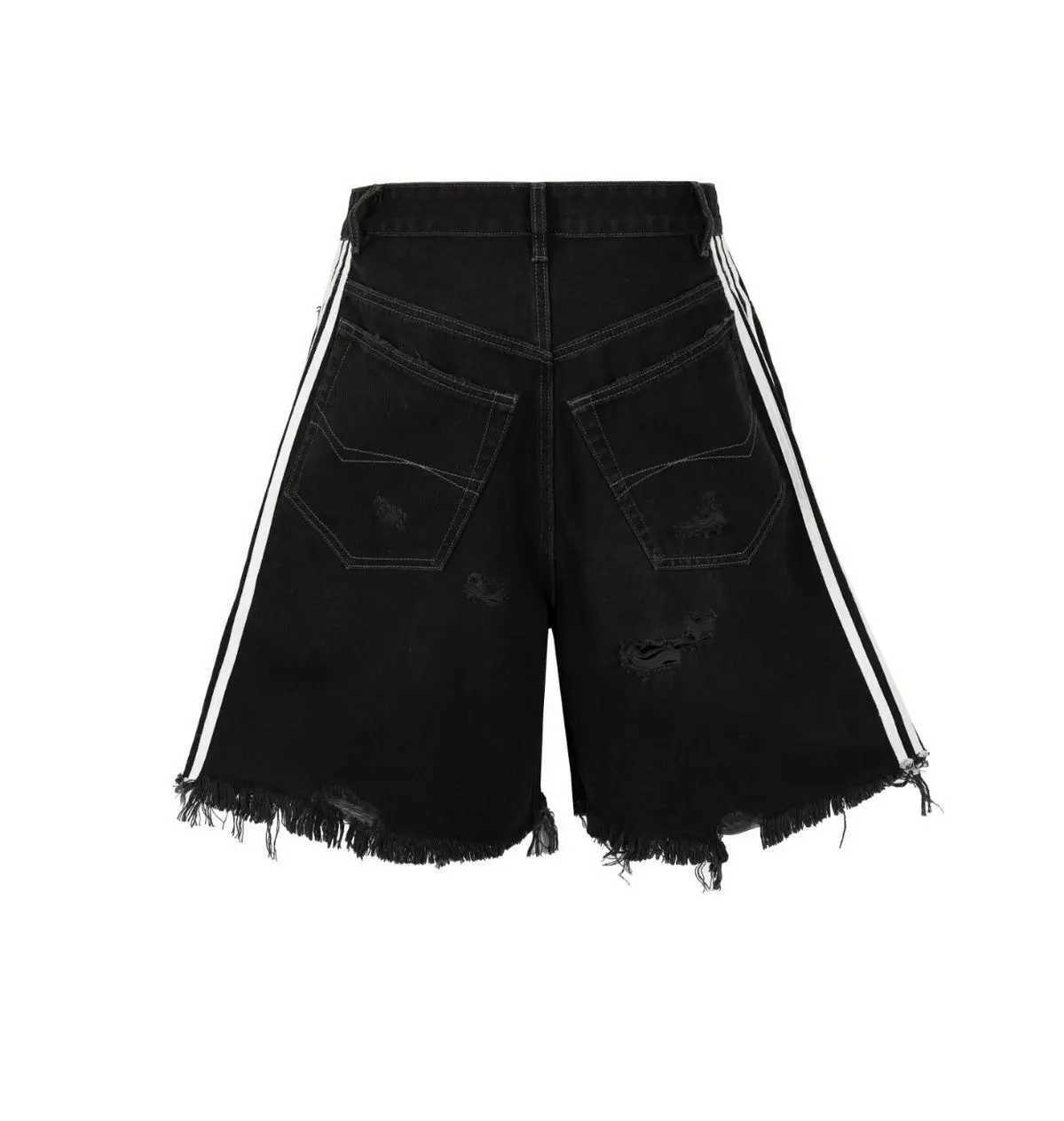 Jeans masculinos pretos Hip-Hop Hole Meggar Jeans American Street Mens de calças de rua de cinco peças de rua
