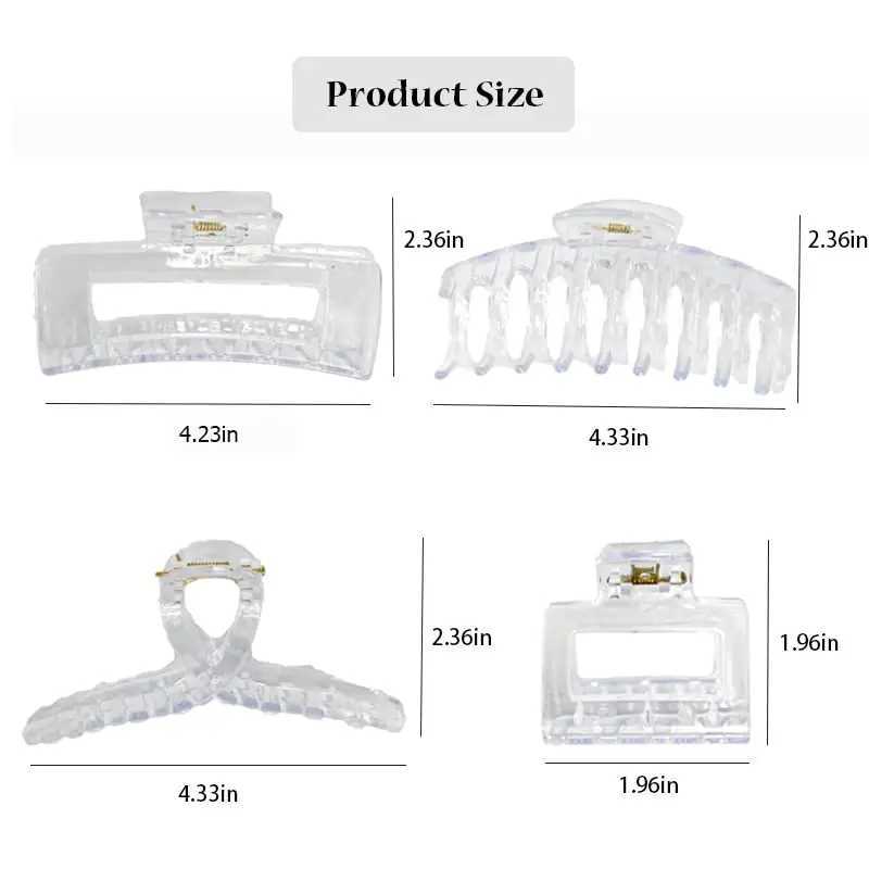 Klipsy do włosów Barrettes duże przezroczyste klipsy pazurowe grube/cienkie włosy duże matowe bananowe klipsy pazurowe