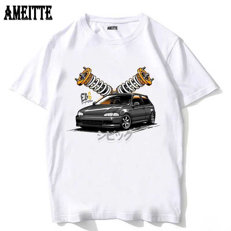 Мужские футболки JDM Civic Eg хэтчбек Spoon Spoon Sport Fort Fort New Men Slve Anime Cartoon Art Tshirts Formaual футболка TS T240425