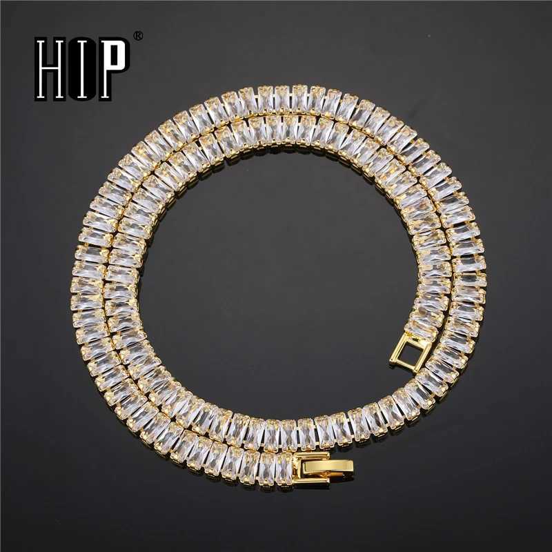 Strands Hip Hop Iced Out Paid Rhinestones Baguette Cuban Prong Chain Rapper Necklace CZ Bling Bracelet Mens Jewelry 240424