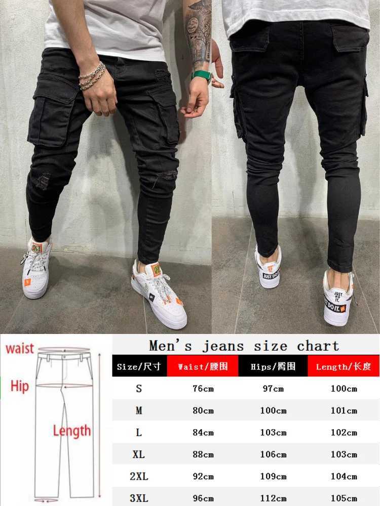 Jeans masculin à la mode masculine élastique serré jeans masculine de rue décontractée pantalon de jogging pour hommes élastique élastique jeansl2404