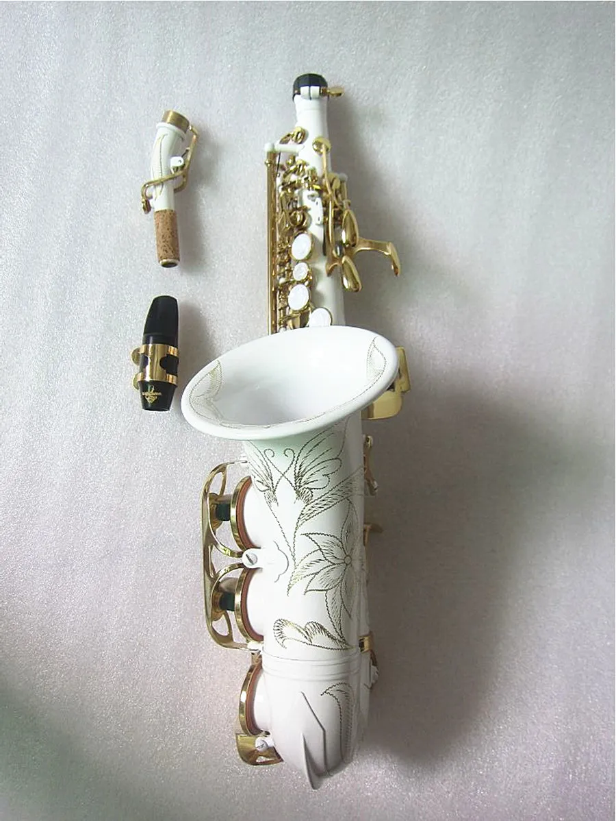 Saxofon Brand New Curved Soprano Saxophone S991 White Sax Musical Instrument Mouthpiece Professional Performance Performance