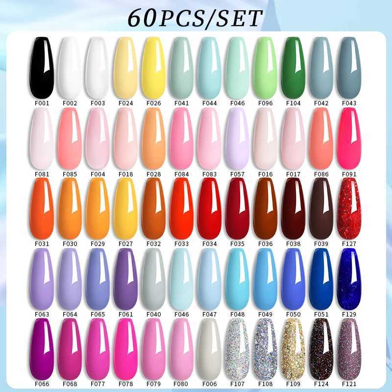 Лак для ногтей Lilycute 20/60,50psNail Gel Plice Set Set Kit Nude Pink Glitter Nail Art UV -гель набор Manicure Vernis Полу постоянного базового верхнего слоя Y240425