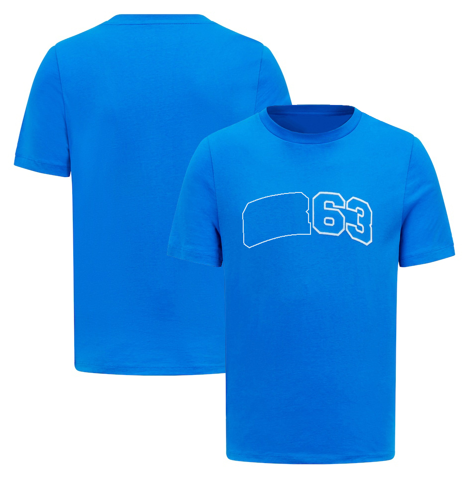 Los ventiladores de F1 usan camiseta de camiseta 1 logotipo de equipo azul Black Camiseta No.44 No. 63 Conductores Deslice la camiseta de polo de polo transpirable Talada