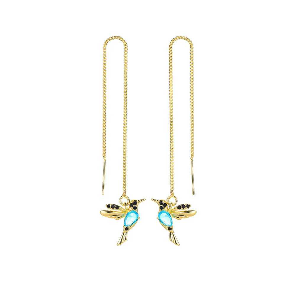 Dangle Kronleuchter Mode einzigartiger kleiner Vogel Drop Langhänge Hummingbird Ohrringe für Frauen elegantes Mädchen Quaste Crystal Anhänger Ohrring Juwely