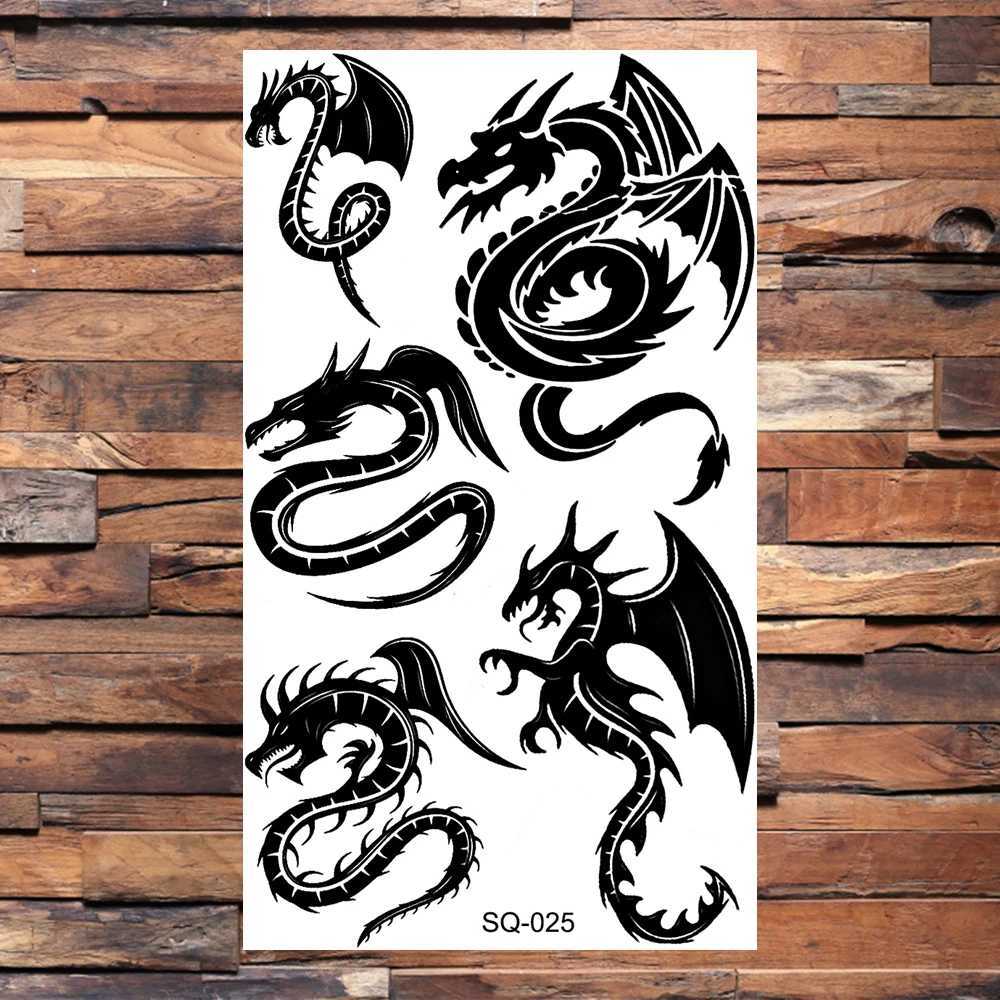 Tattoo Transfer Black Lion Wolf Temporäre Tattoos für Frauen Männer realistische Tiger Scorpion Dragon gefälschter Tattoo Aufkleber Back Body Tatoos kreativ 240426