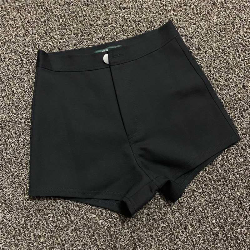 Women's Shorts Stretch Sexy Tight High Waist Slim Shorts Black White Y240425