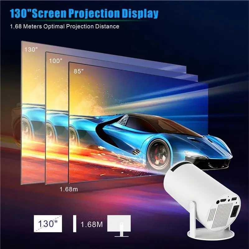 Projecteurs Ditong Hy300 Pro Projecteur 4K Android 1080p 1280 * 720p Full HD Home Theatre Video Mini Projecteur LED pour les films Version améliorée