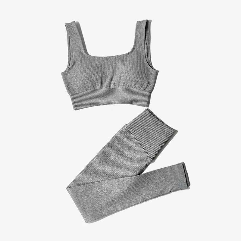 Kvinnors spårningsdräkter Lagerboll Womens Sportswear Fitness Yoga Set High midje övningsben Sports BH Gymkläderövning Set Sportkläder 240424