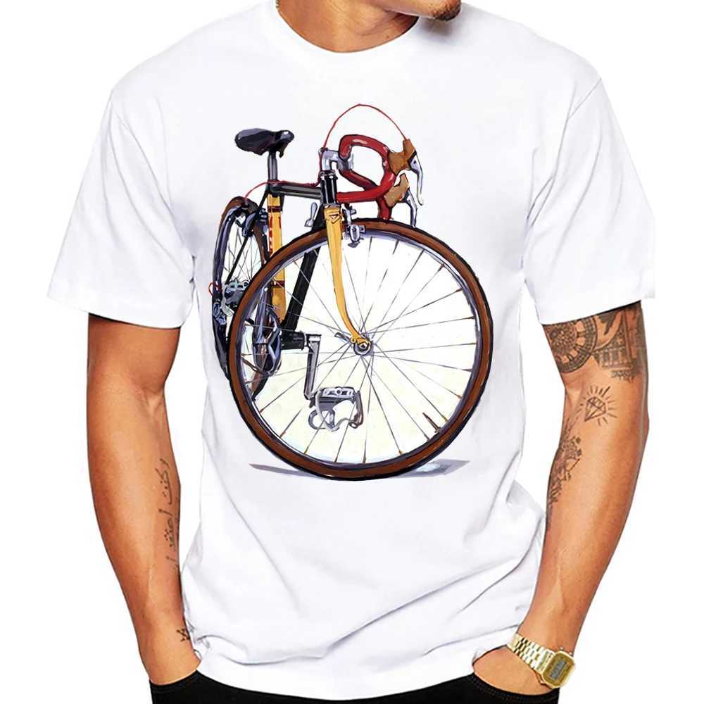 Męskie koszulki zabytkowe rowerowe rowerowe t-shirt klasyczny stały sprzęt rowerowy