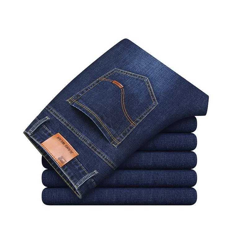 Męskie dżinsy dżinsy biznesowe proste elastyczne luźne fit elastyczne masy misy jeansl2404