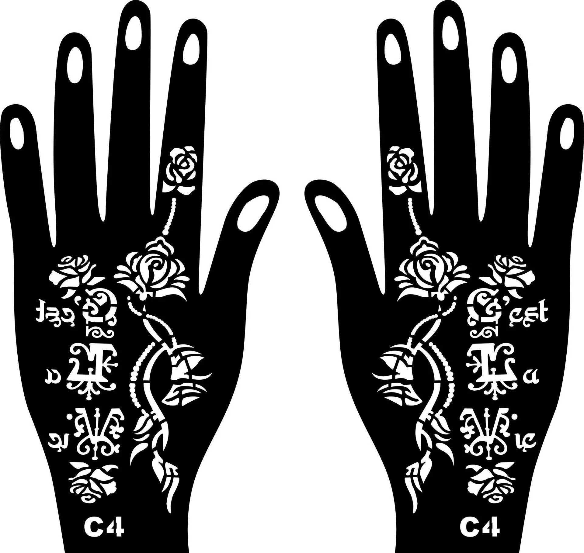 Tatueringsöverföring målning ansiktsfärger ihålig ritning india henna kit tillfällig dekal tatuering stencils kroppskonst mall 240426