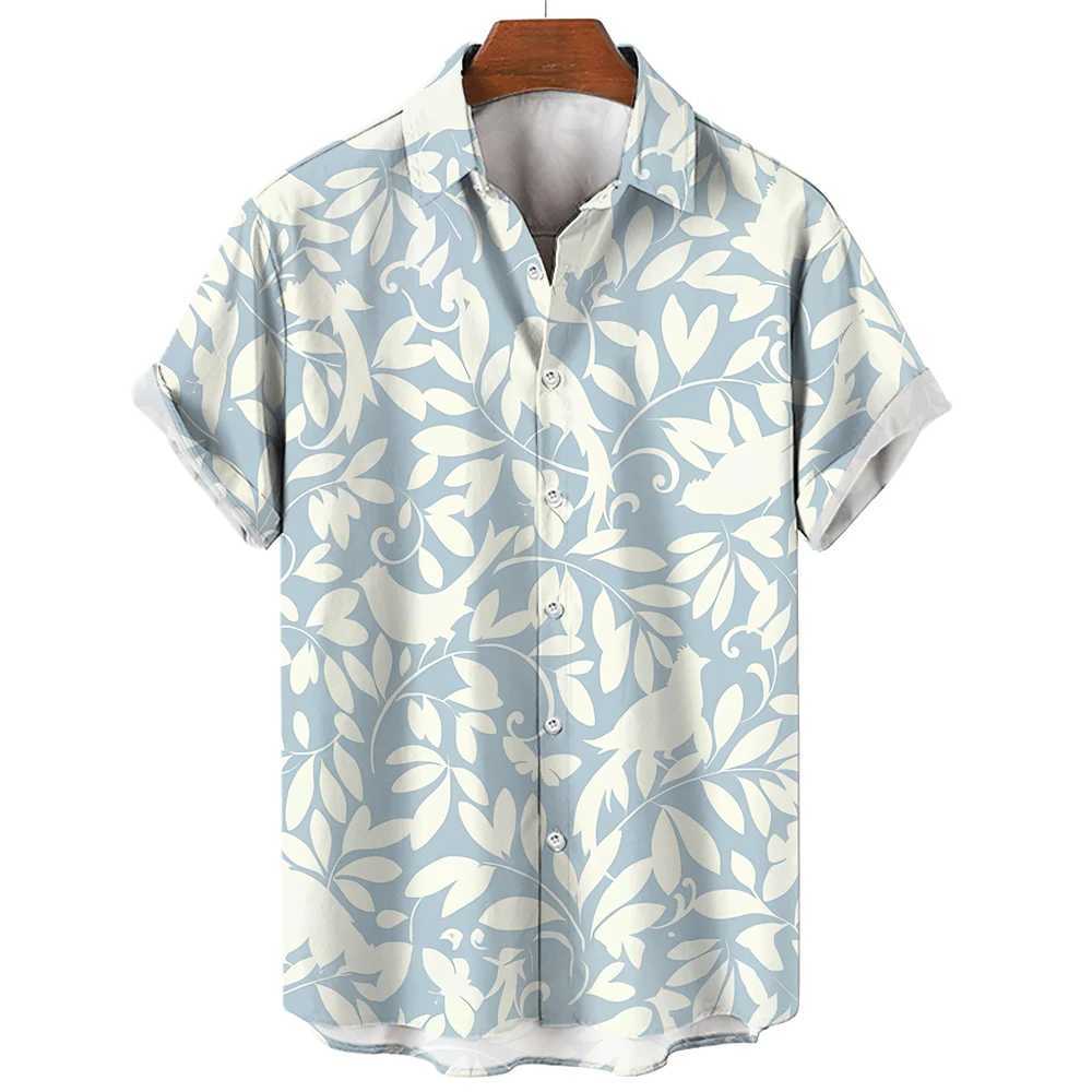 Men's Casual Shirts Floral Shirts Mens Summer Hawaiian Clothing Short Sleeve Tops Loose Holiday Seaside Social Lapel 3D Print Shirt 2023 Vintage 240424