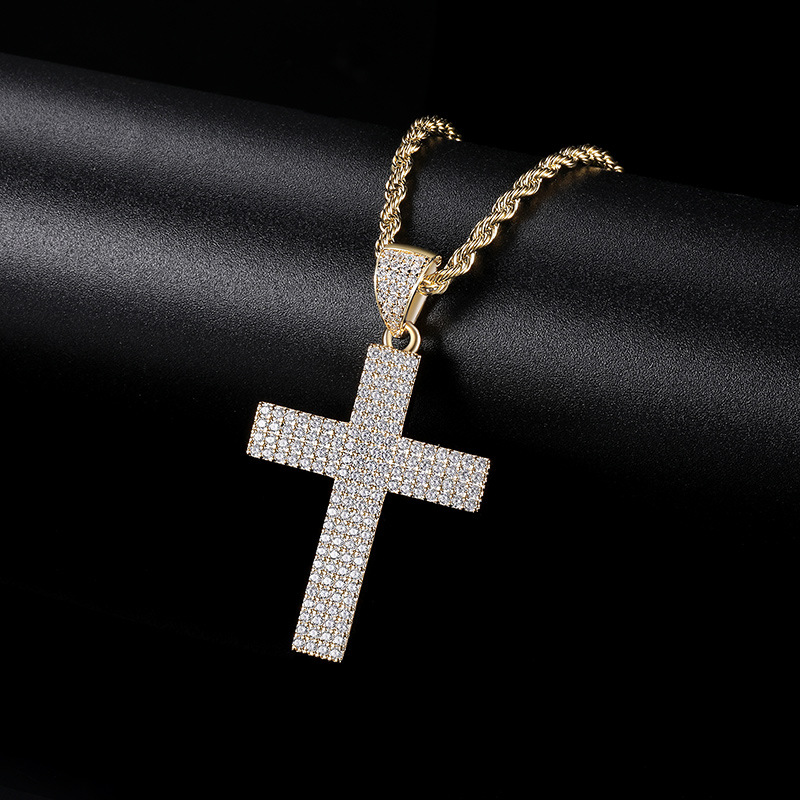 Hip Hop Full 5A Zircon Cross Pendant avec une chaîne de tennis surnommée Gift bijoux