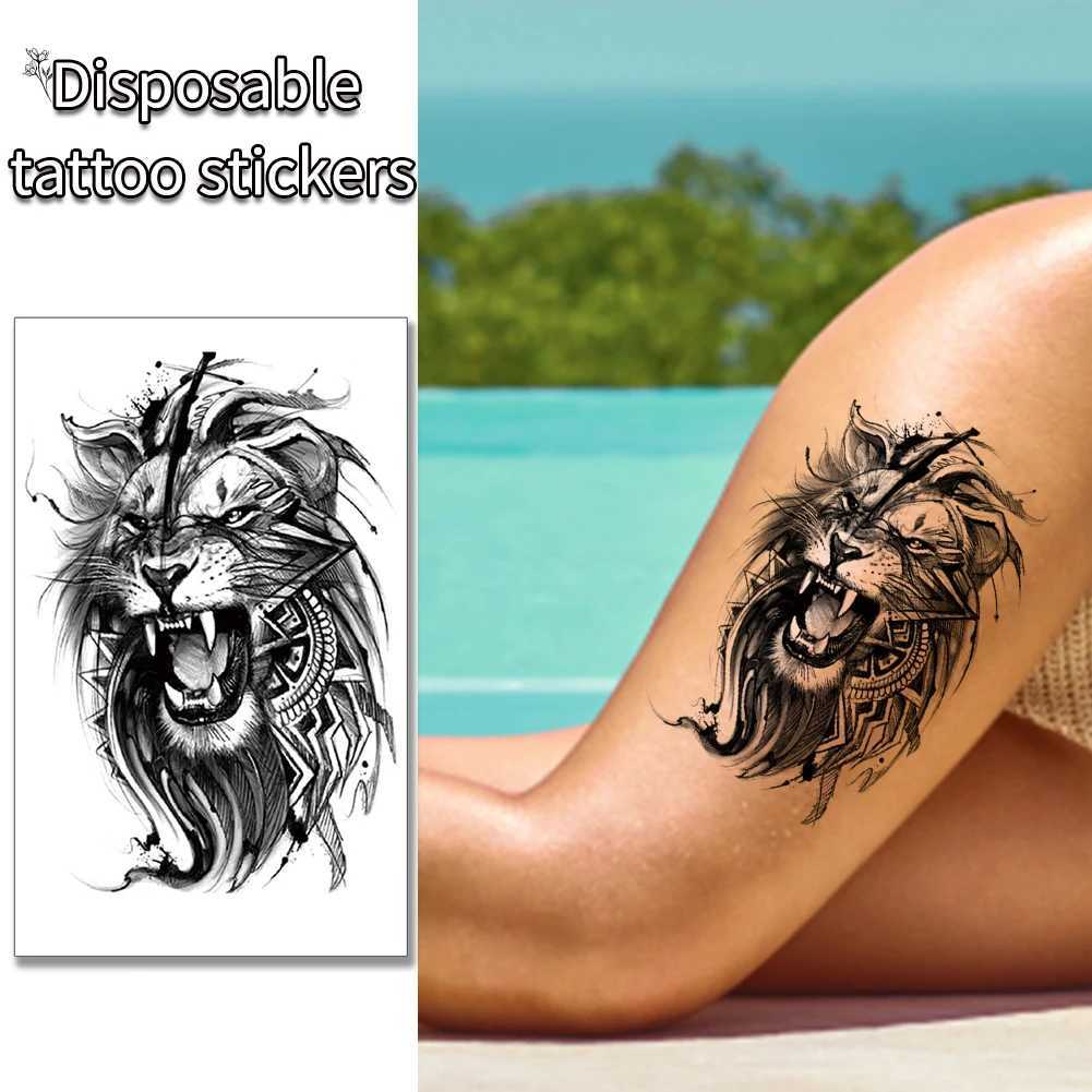 Transfert de tatouage ARM TATOO Autocollant Wolf Lion Tattoo Tatoo Sticker Tiger 3D Tatouage imperméable Tatouage Cool pour filles Amateur garçons couple 240426