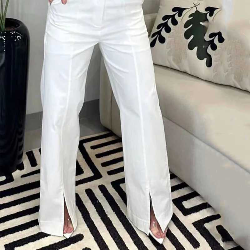 Women's Two Piece Pants Waytobele Sets For Women Summer Trend Solid Suspender Slveless Backless Bare Waist Short Top Loose Slit Pants Sets Y240426